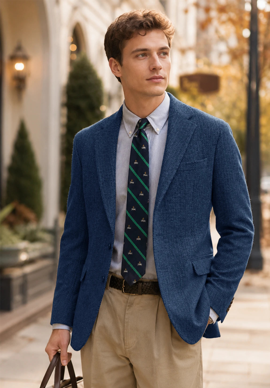 Men's blue herringbone jacket