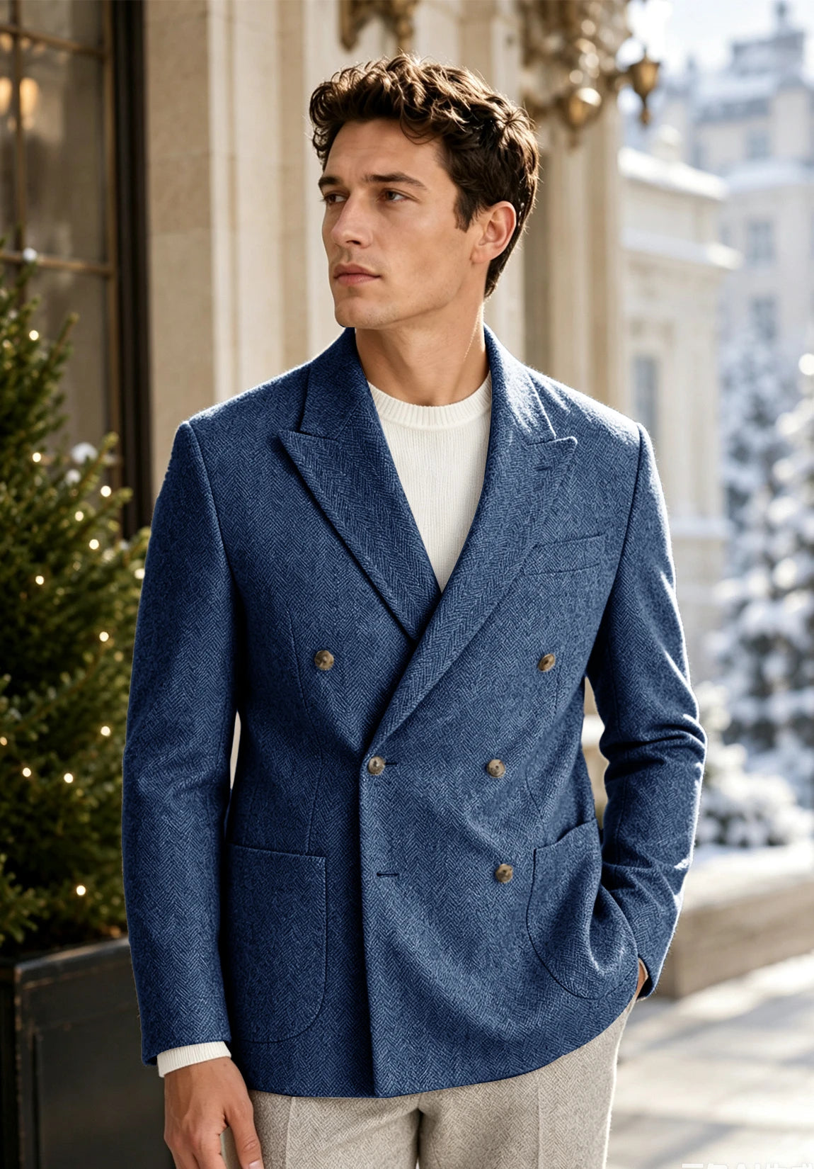 Men's blue herringbone jacket