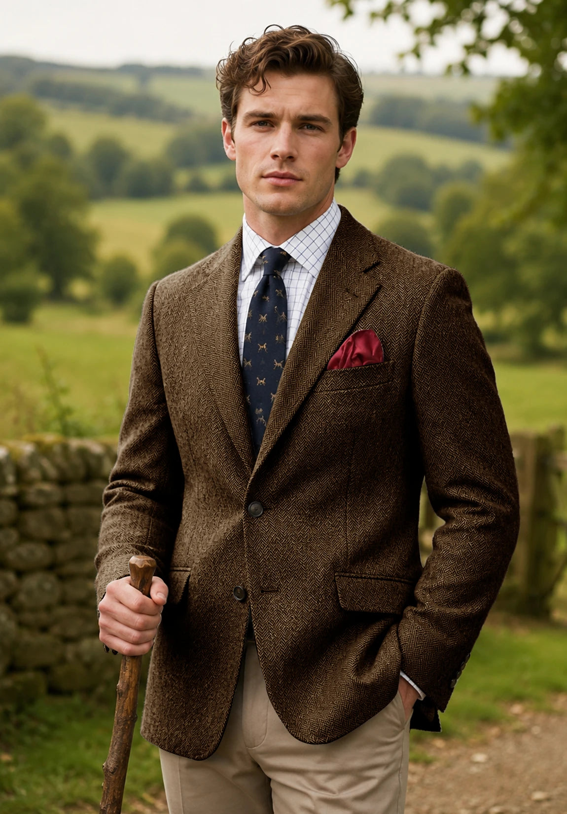 Men's brown herringbone jacket