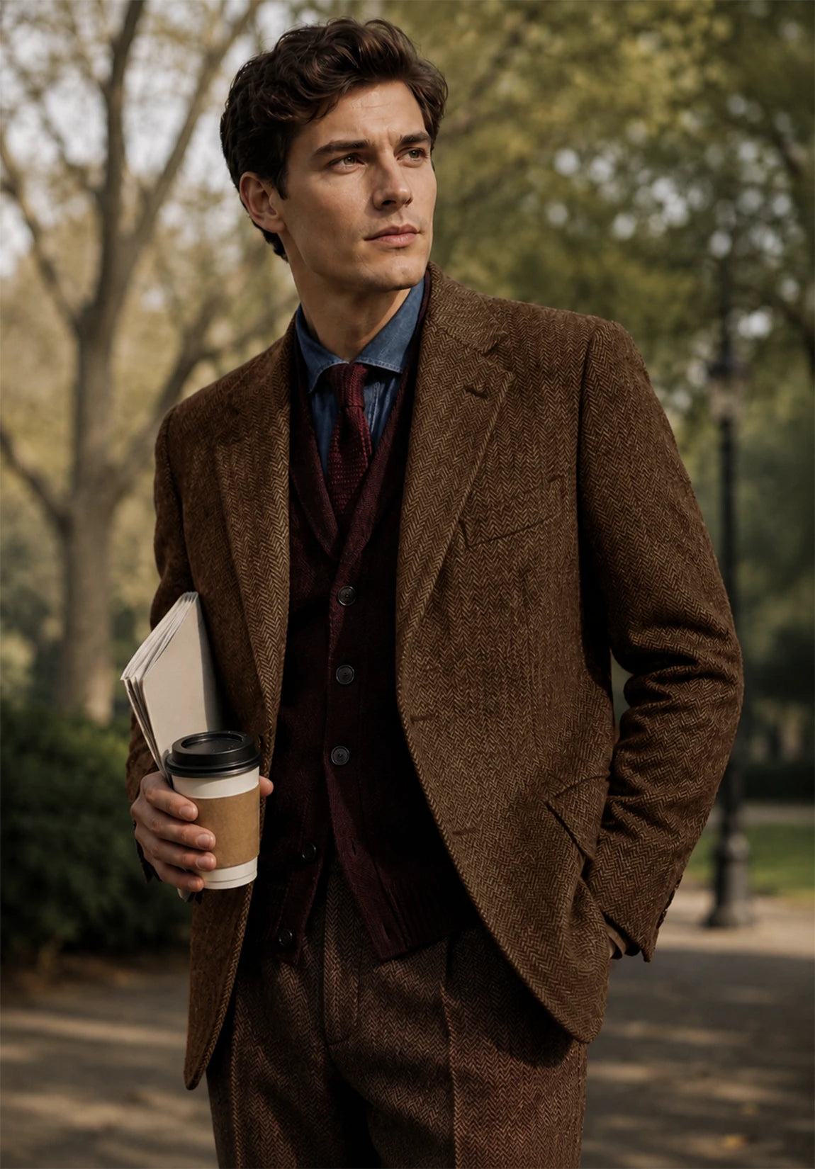 Men's brown herringbone jacket