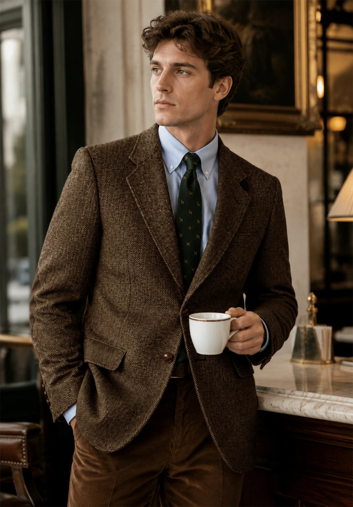 Men's brown herringbone jacket