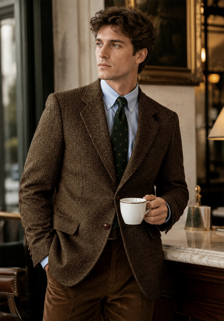 Men's brown herringbone jacket