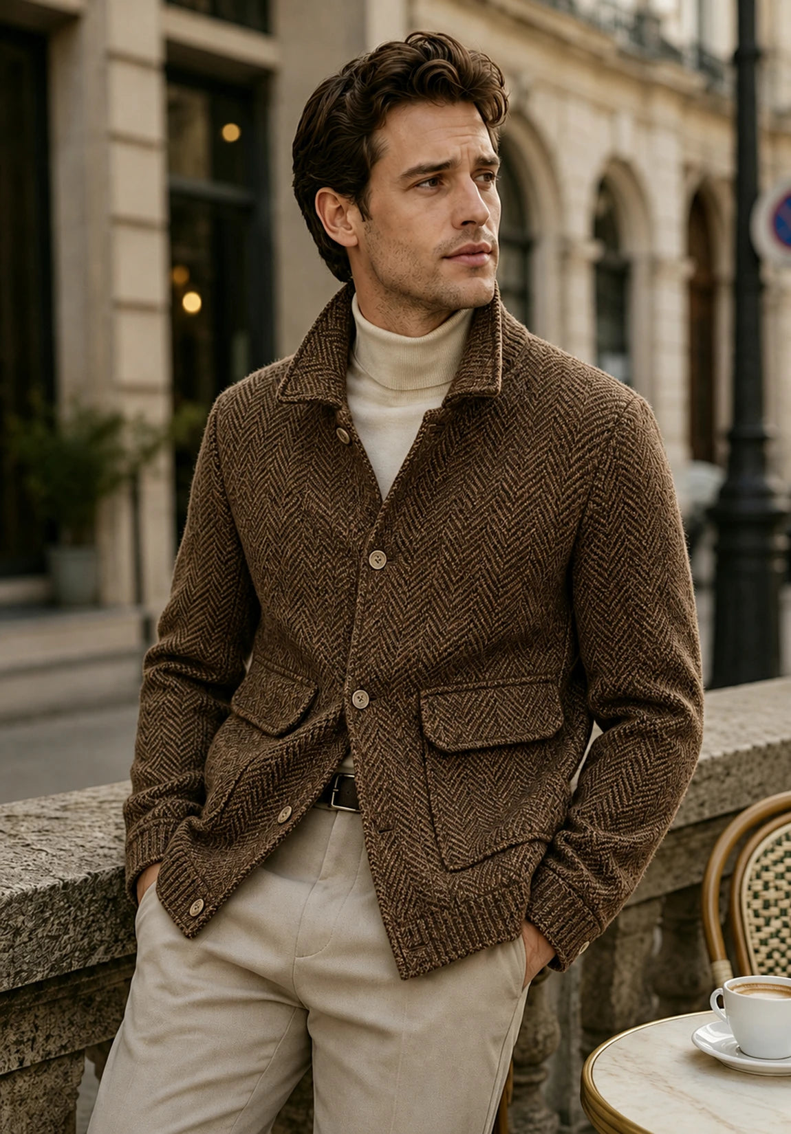 Men's brown herringbone jacket