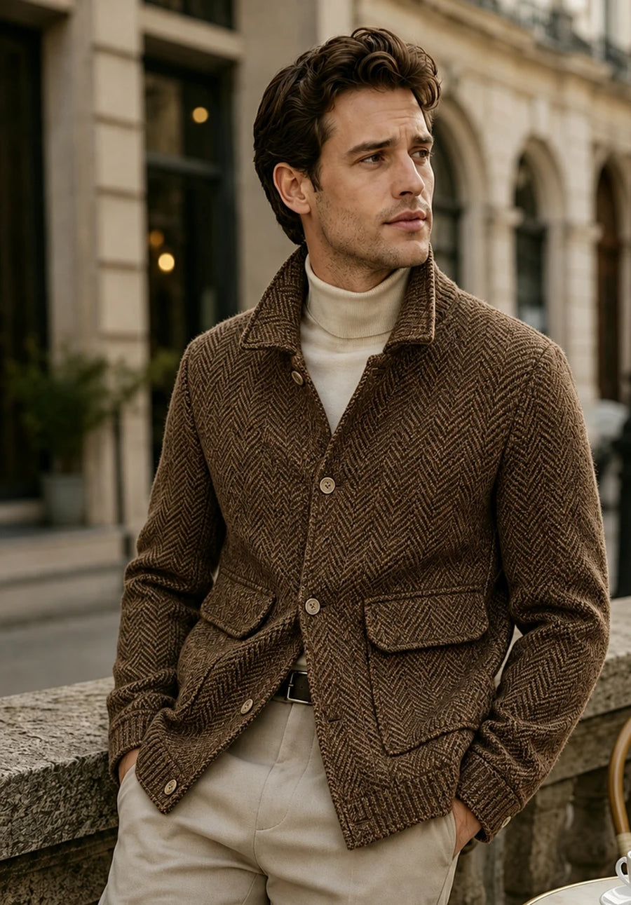 Men's brown herringbone jacket