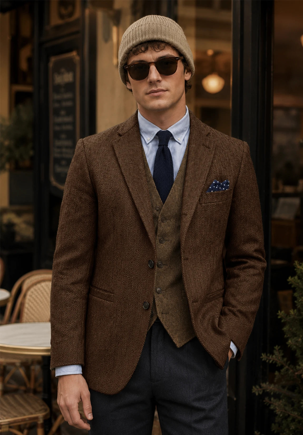 Men's brown herringbone jacket