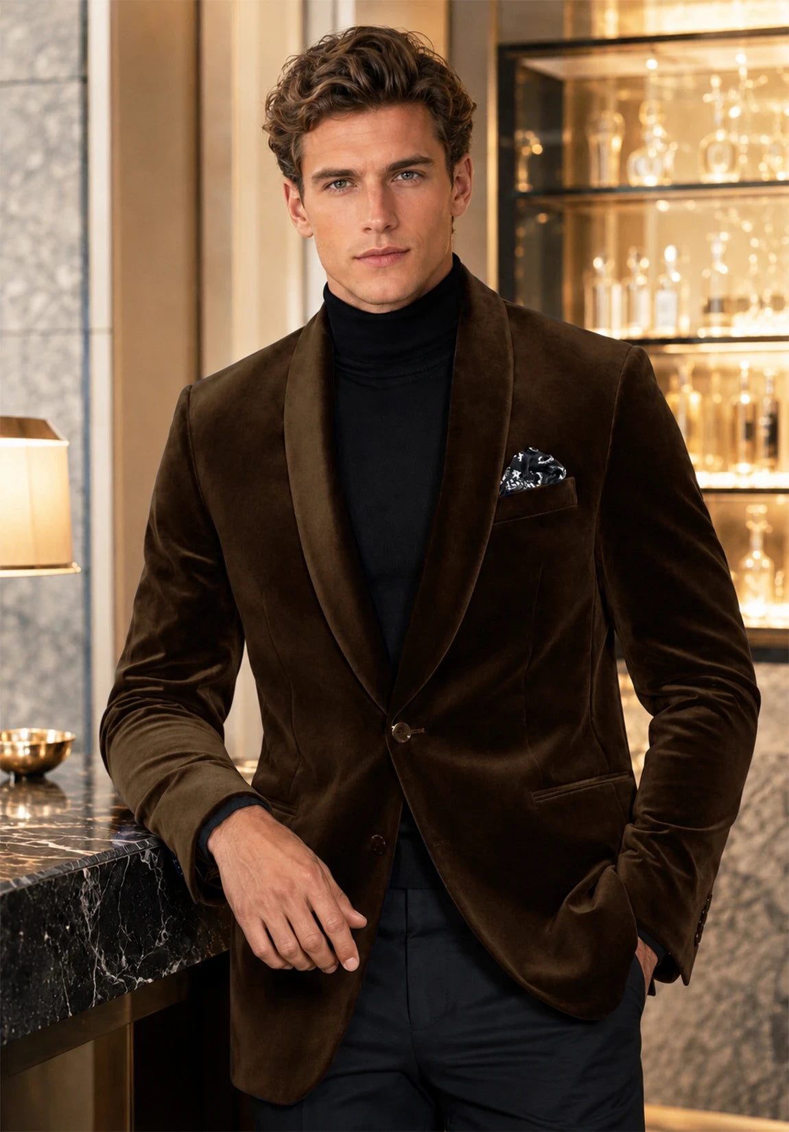 Men's brown velvet jacket