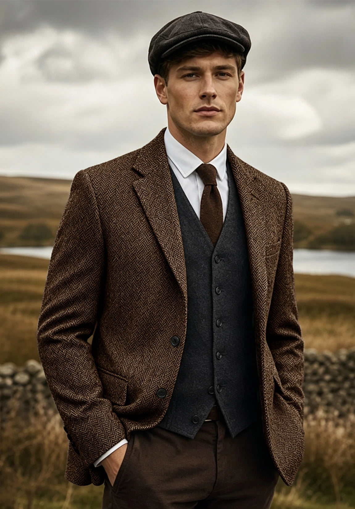 Men's brown herringbone jacket