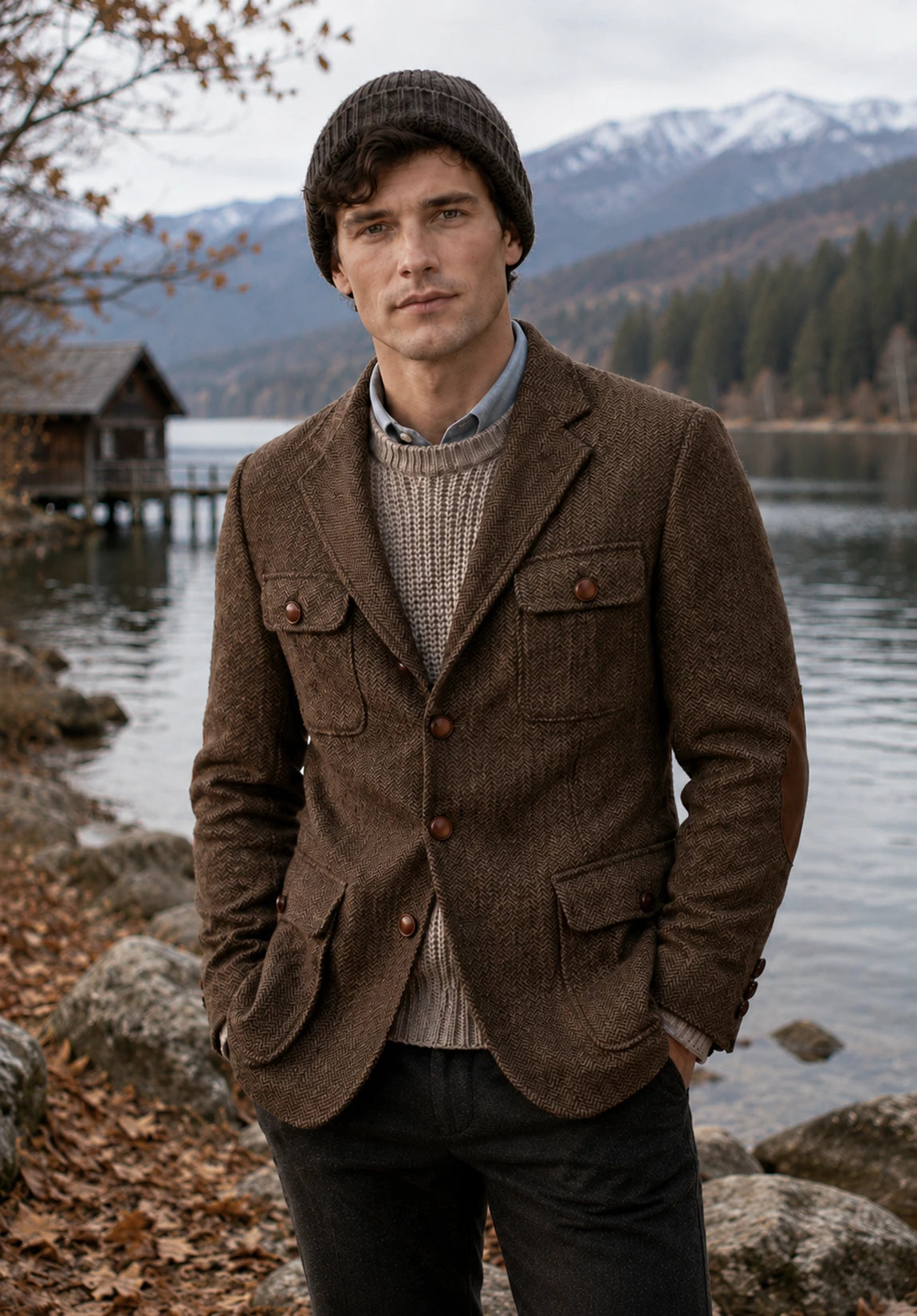Men's brown herringbone jacket