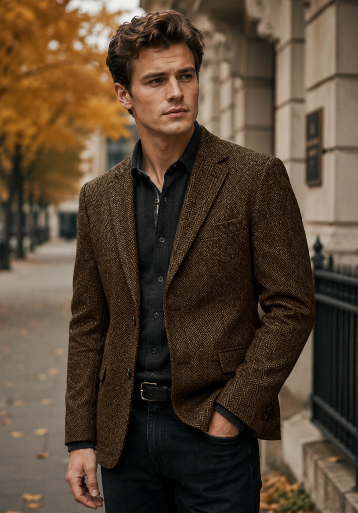 Men's brown herringbone jacket