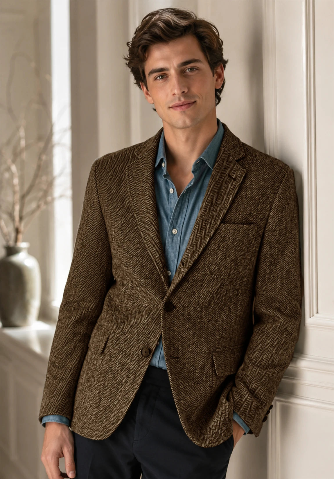 Men's brown herringbone jacket