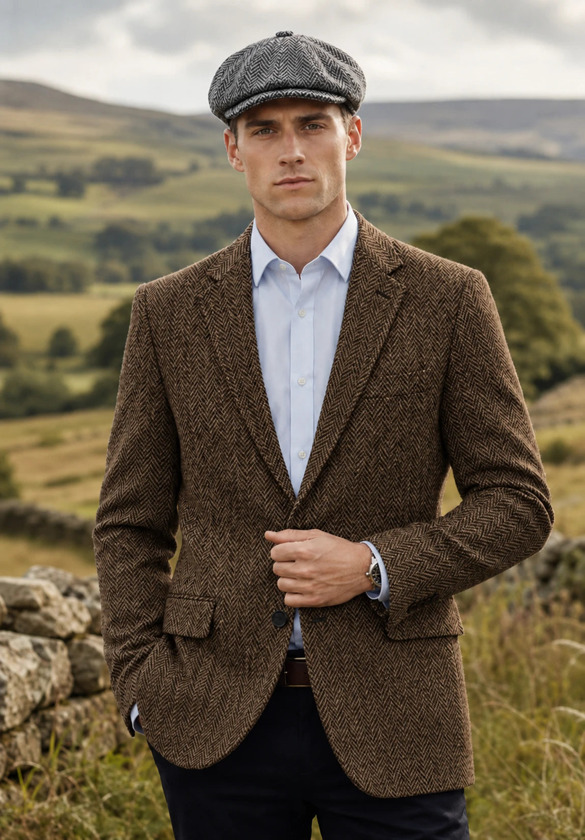 Men's brown herringbone jacket