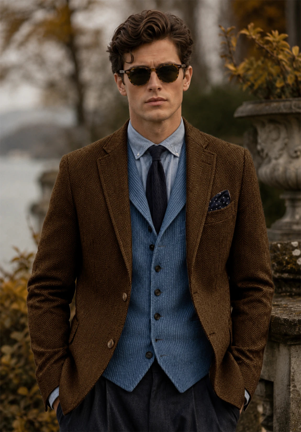Men's brown herringbone jacket