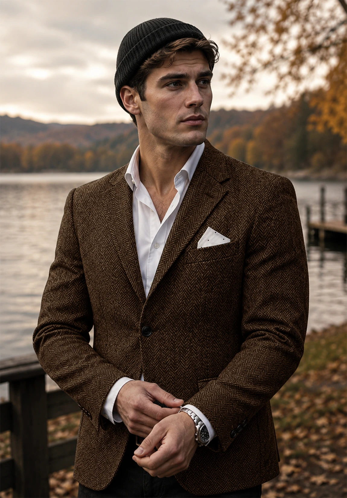 Men's brown herringbone jacket