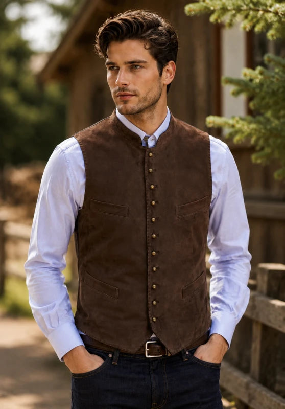 Men's brown suede vest 