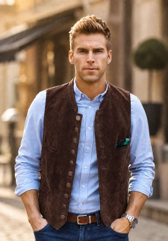 Men's brown suede vest 