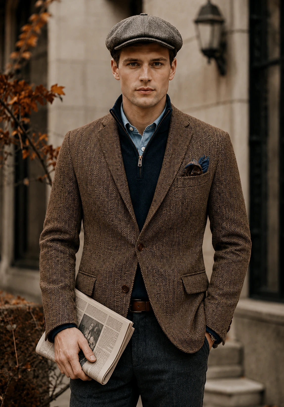 Men's brown herringbone jacket