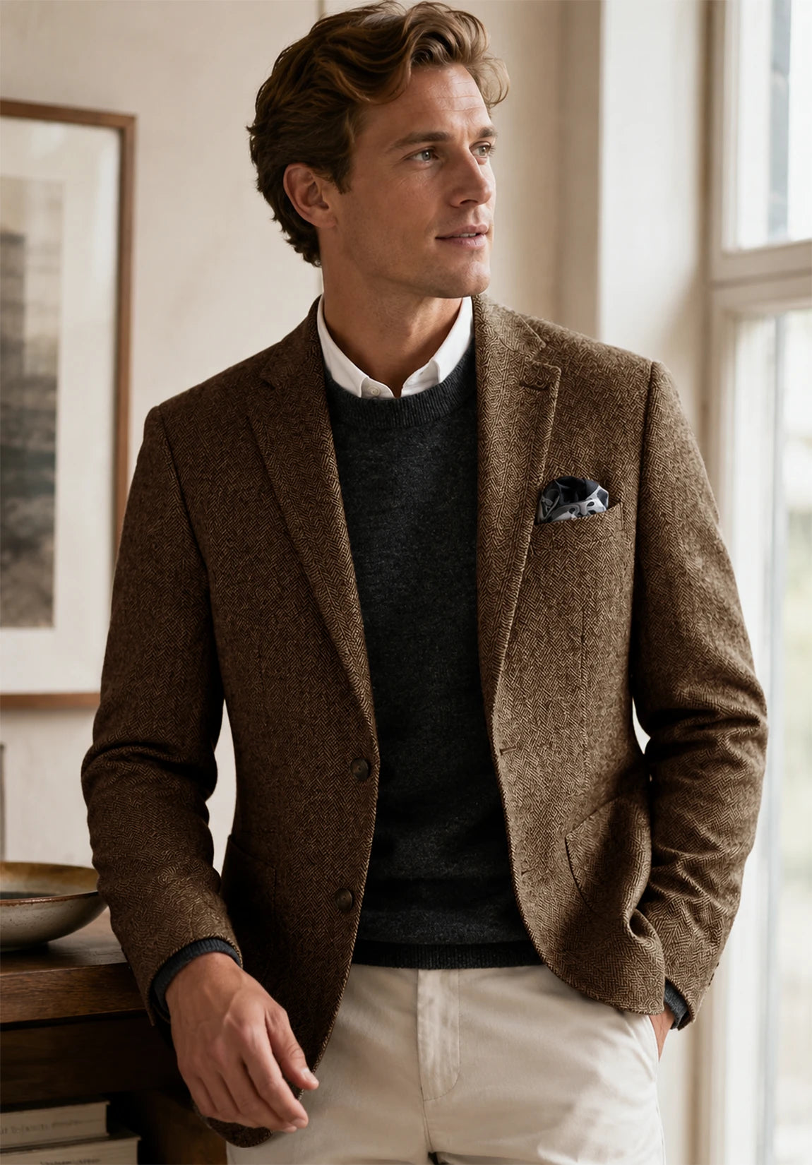 Men's brown herringbone jacket