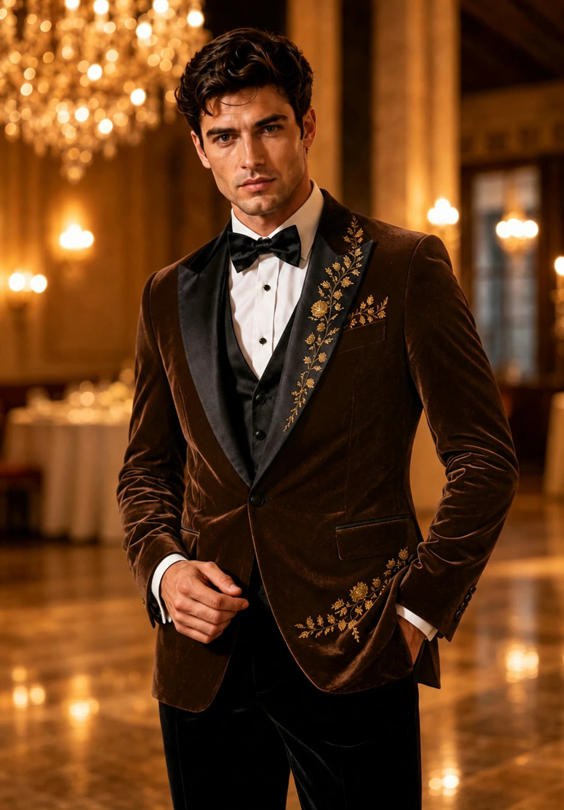 Men's Modern Fit Textured Velvet Blazer for Party
