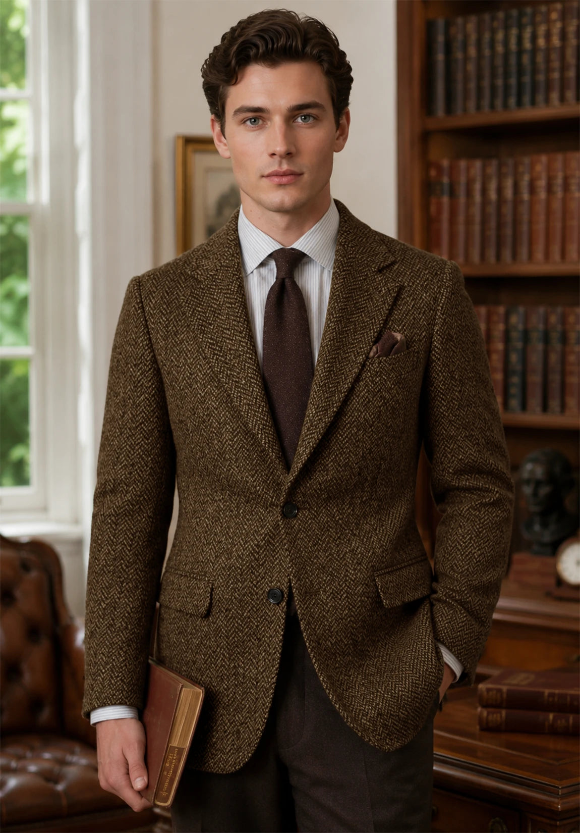 Men's brown herringbone jacket
