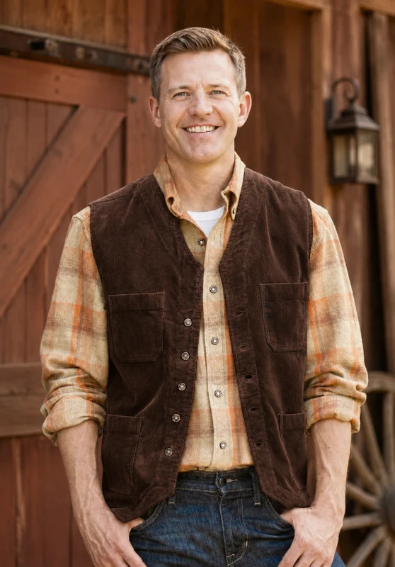 Men's brown corduroy vest 