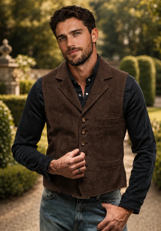 Men's brown suede vest 