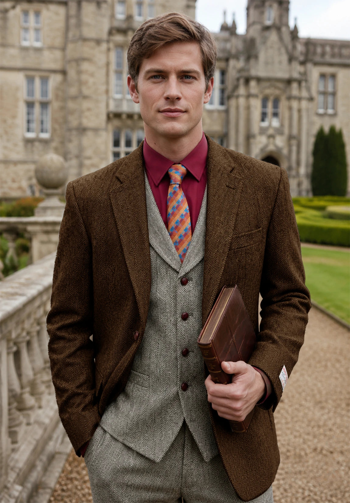 Men's brown herringbone jacket