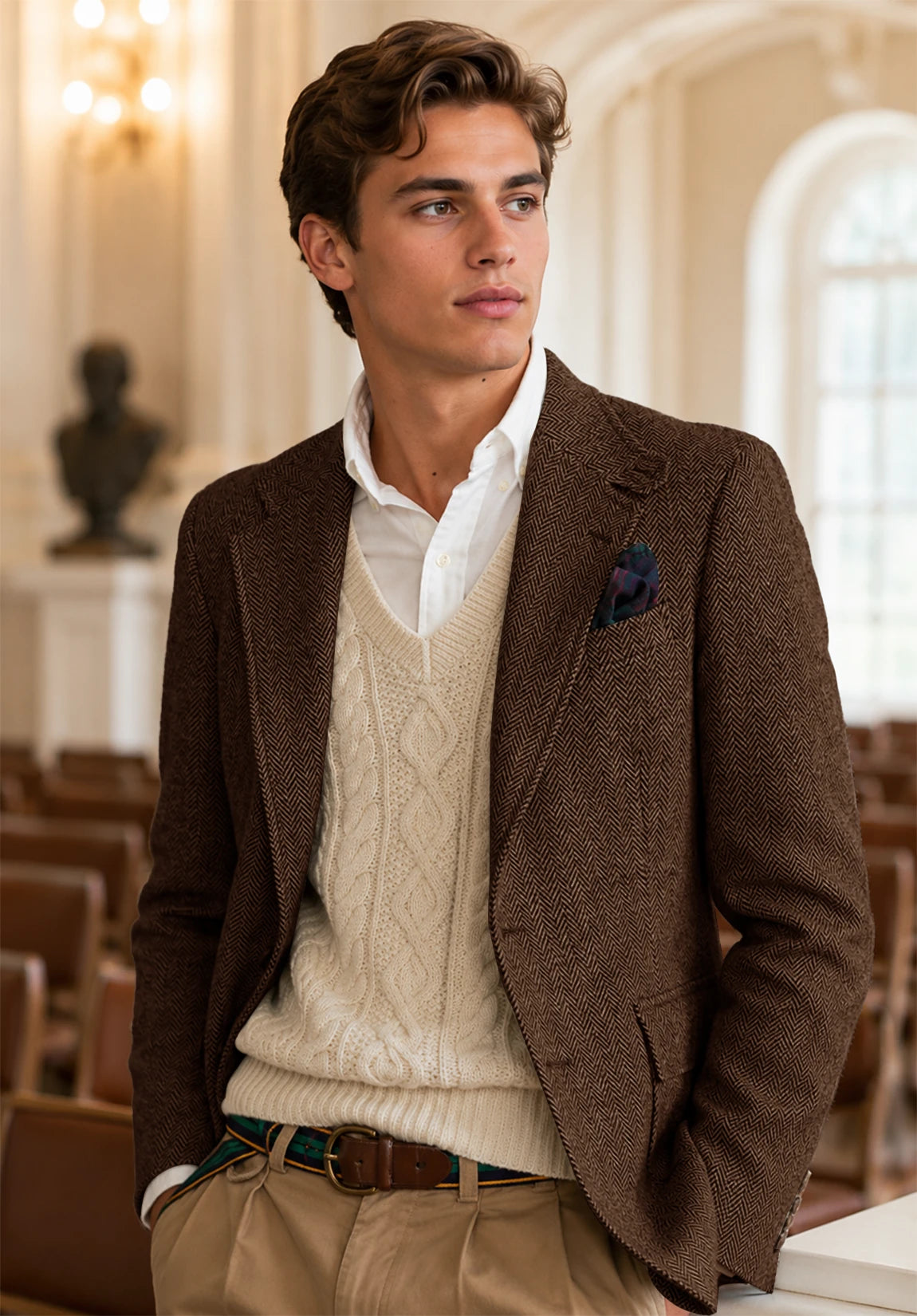 Men's brown herringbone jacket