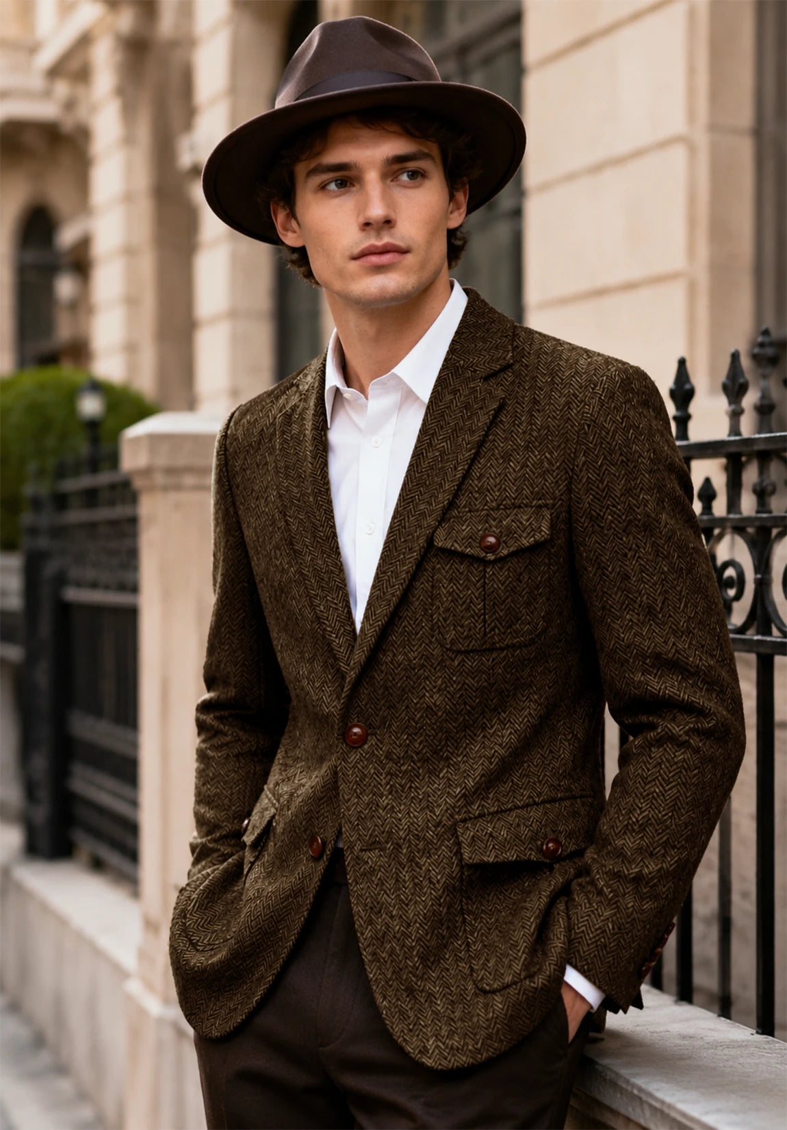 Men's brown herringbone jacket