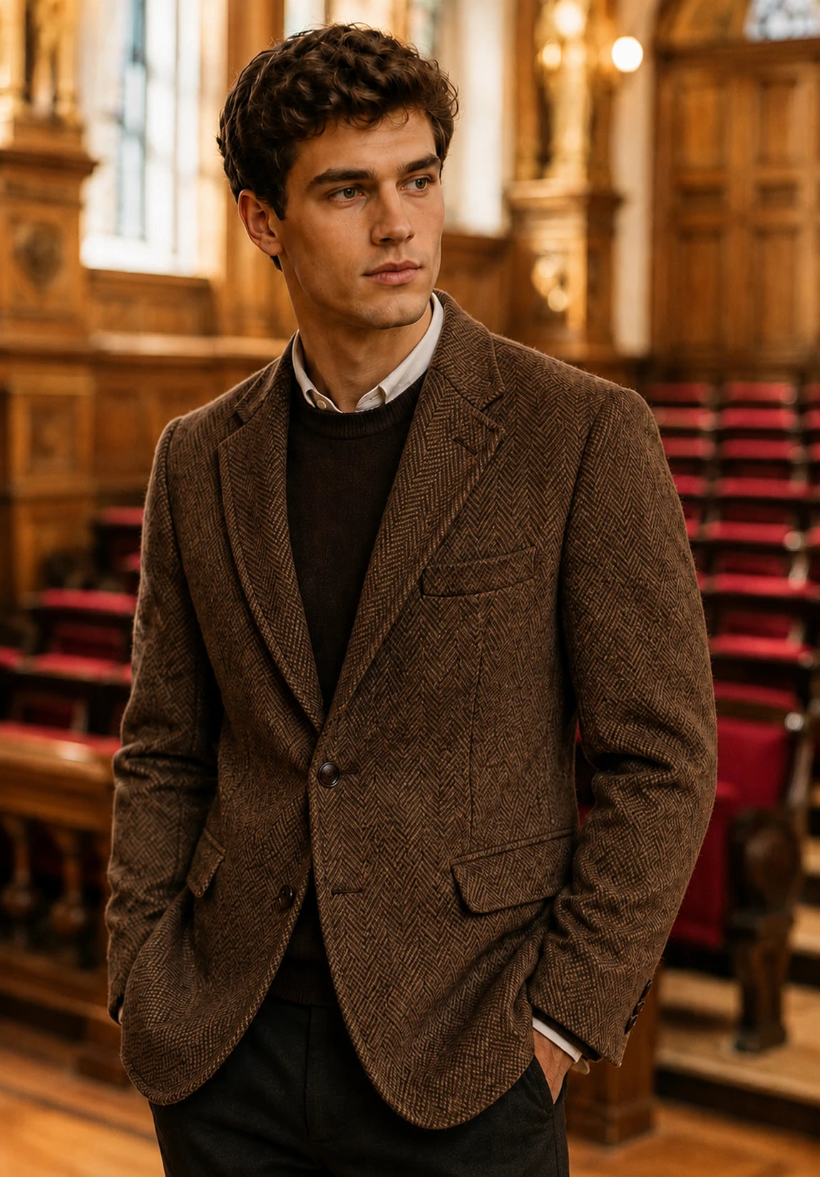 Men's brown herringbone jacket