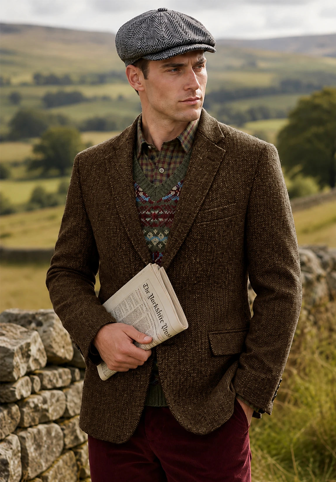 Men's brown herringbone jacket