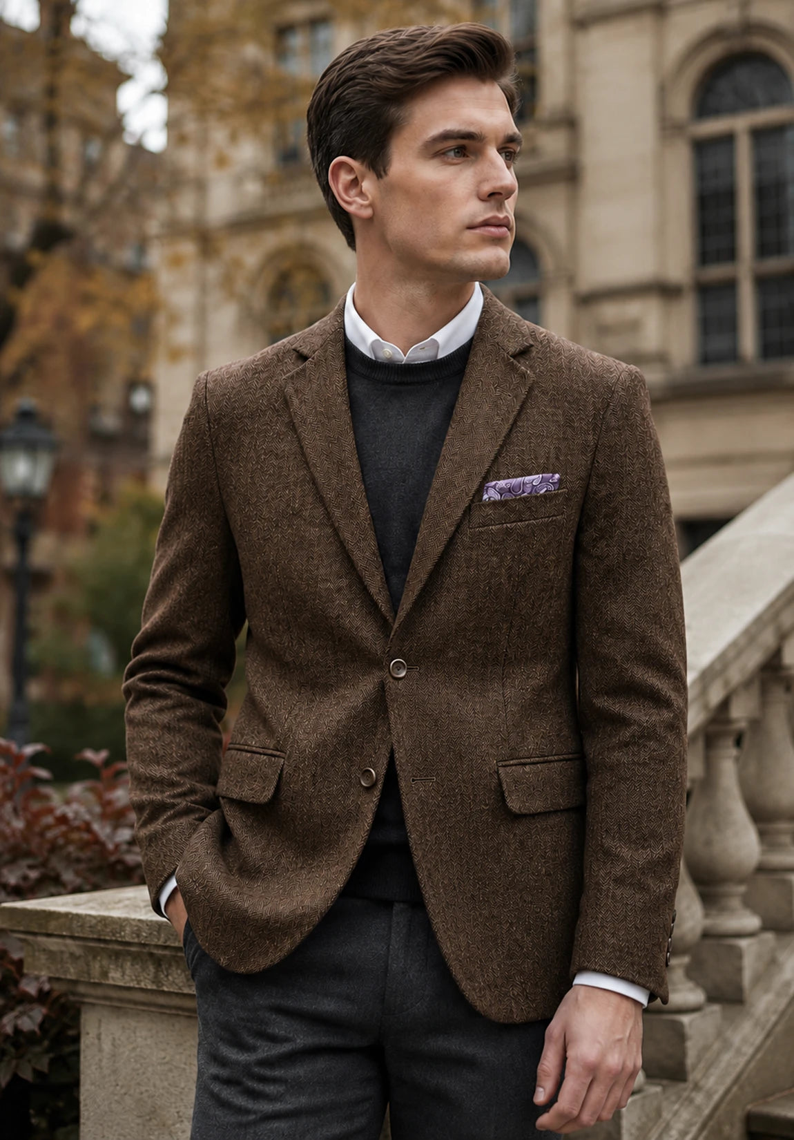 Men's brown herringbone jacket