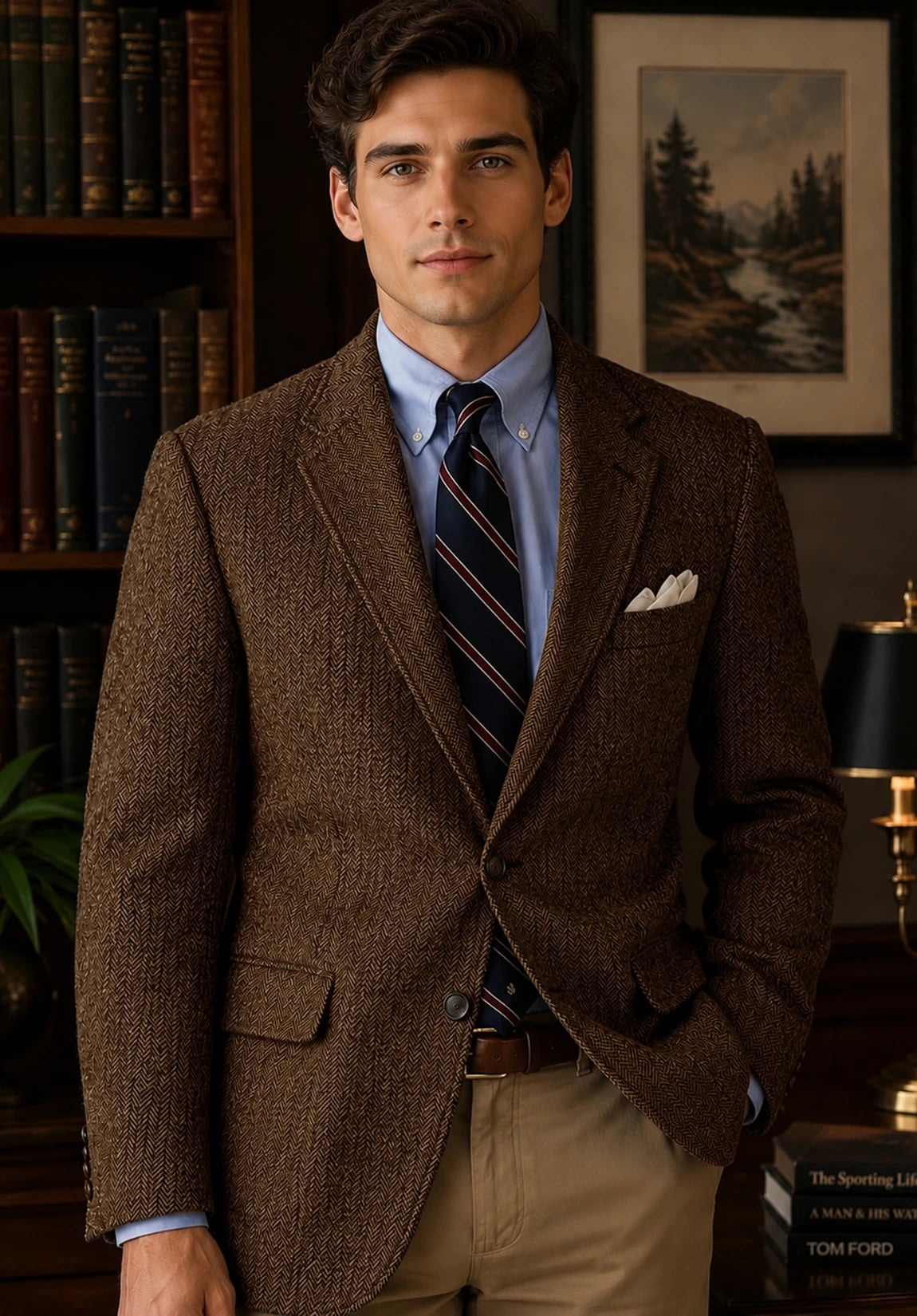 Men's brown herringbone jacket