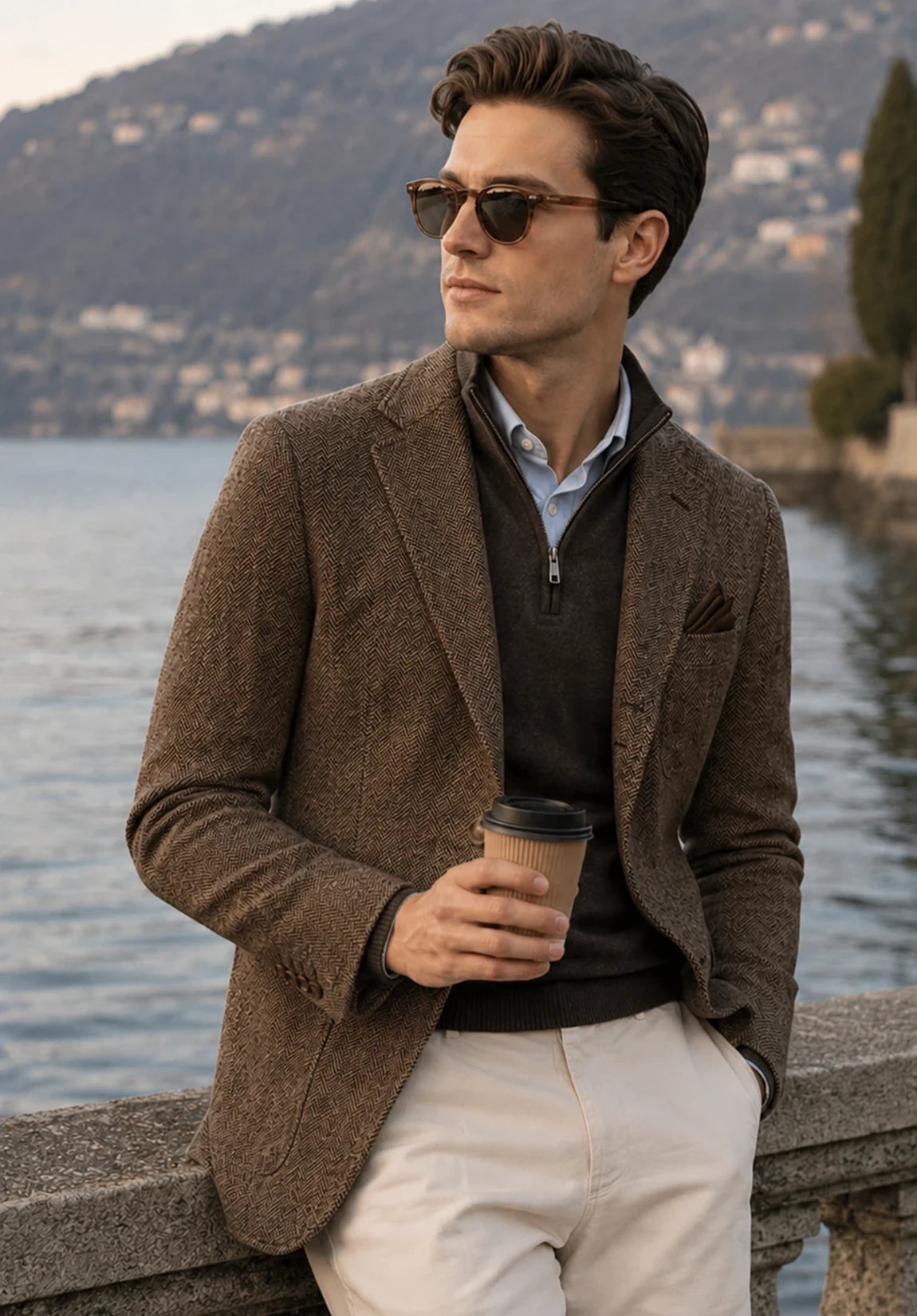 Men's brown herringbone jacket