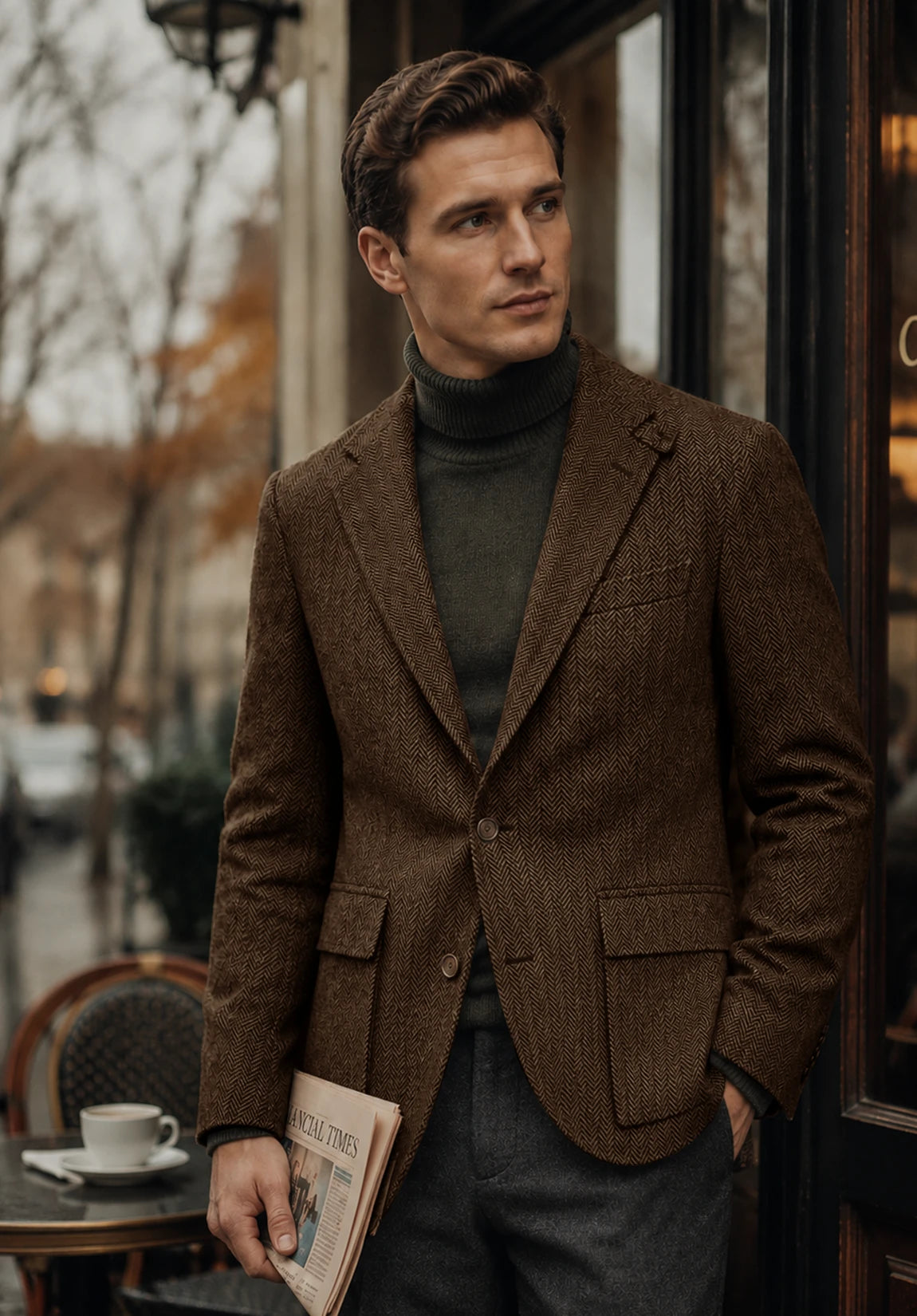 Men's brown herringbone jacket