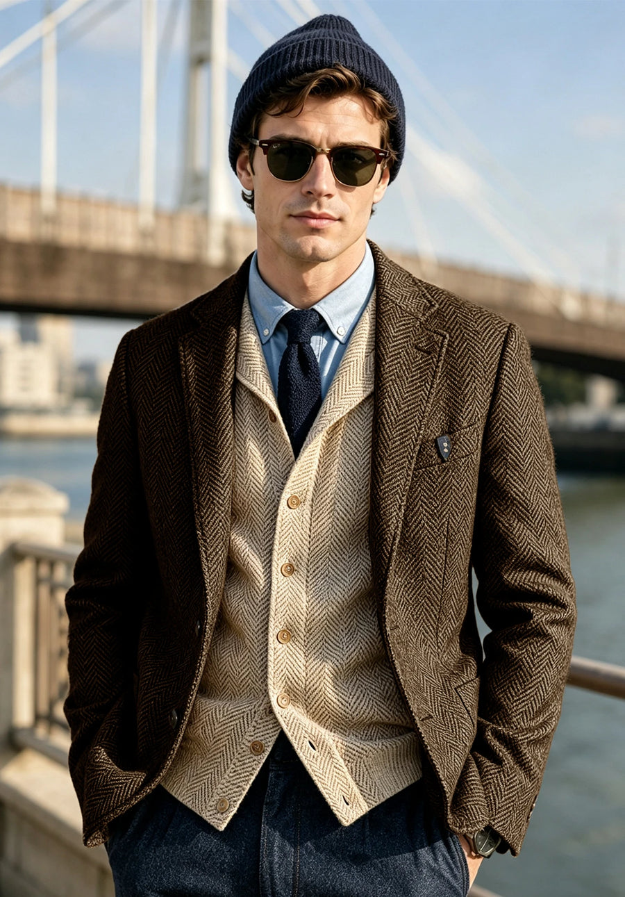 Men's brown herringbone jacket