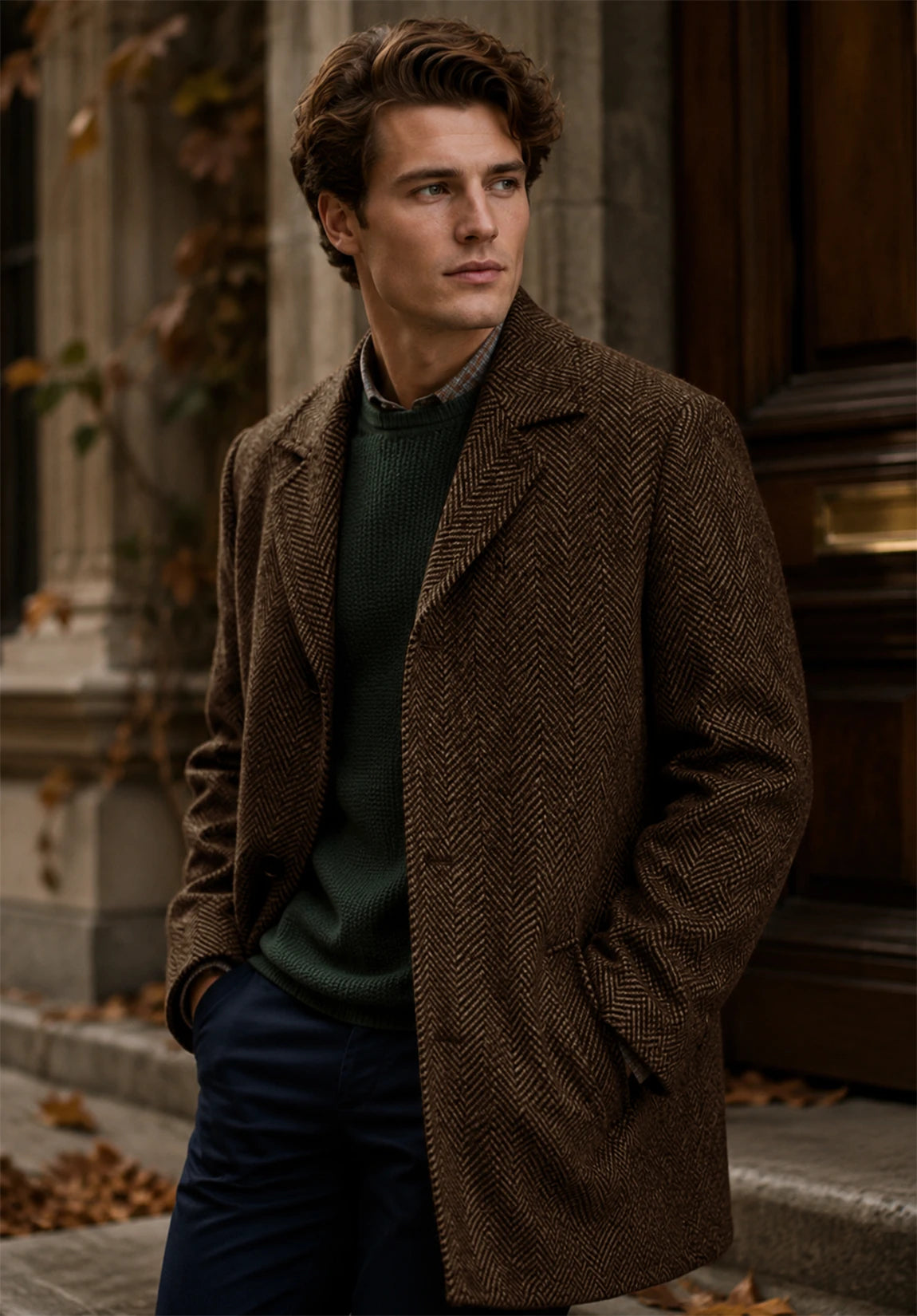 Men's brown herringbone jacket