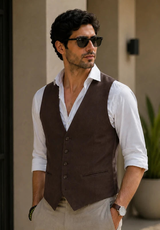 Men's brown suede vest 