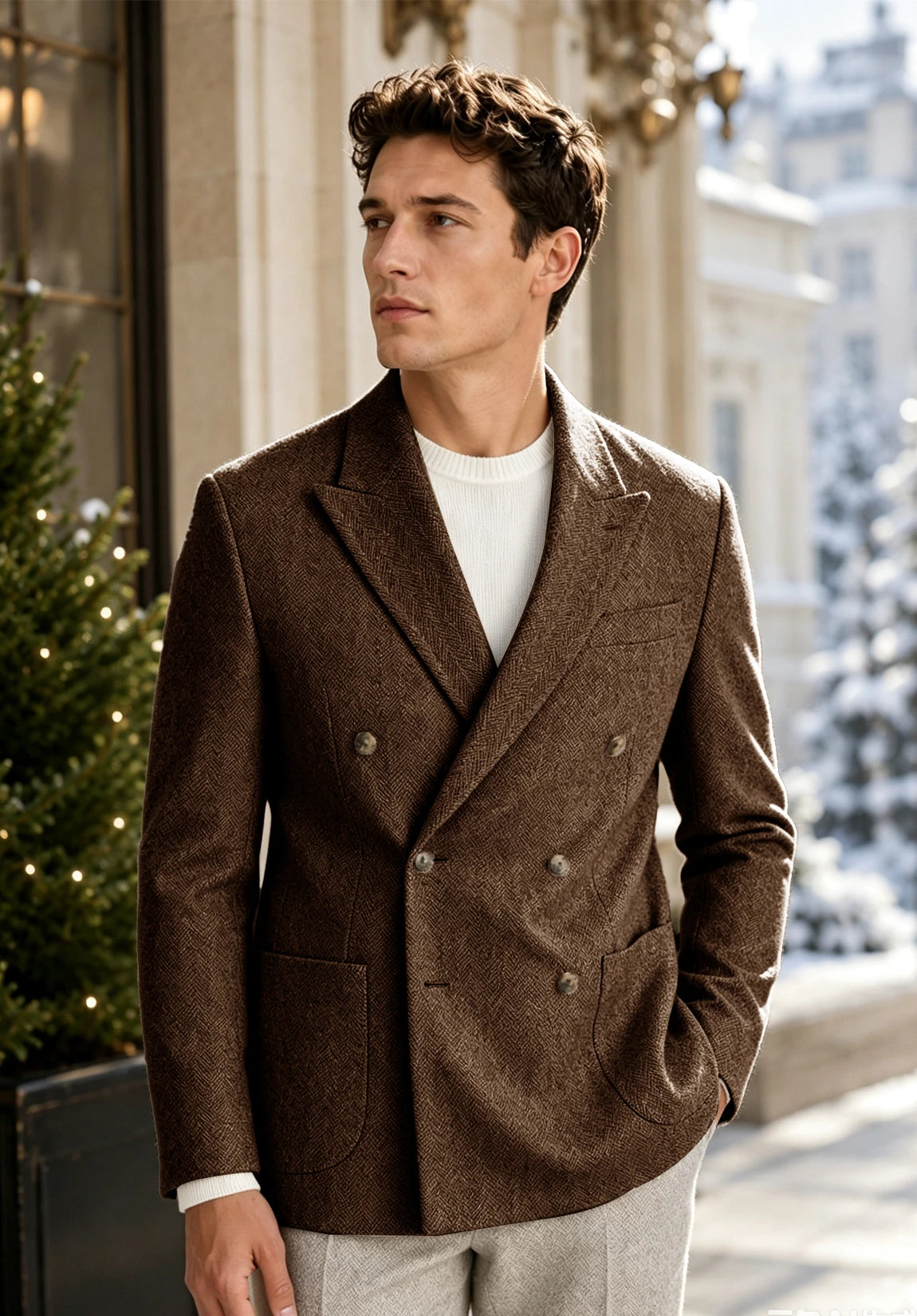 Men's brown herringbone jacket
