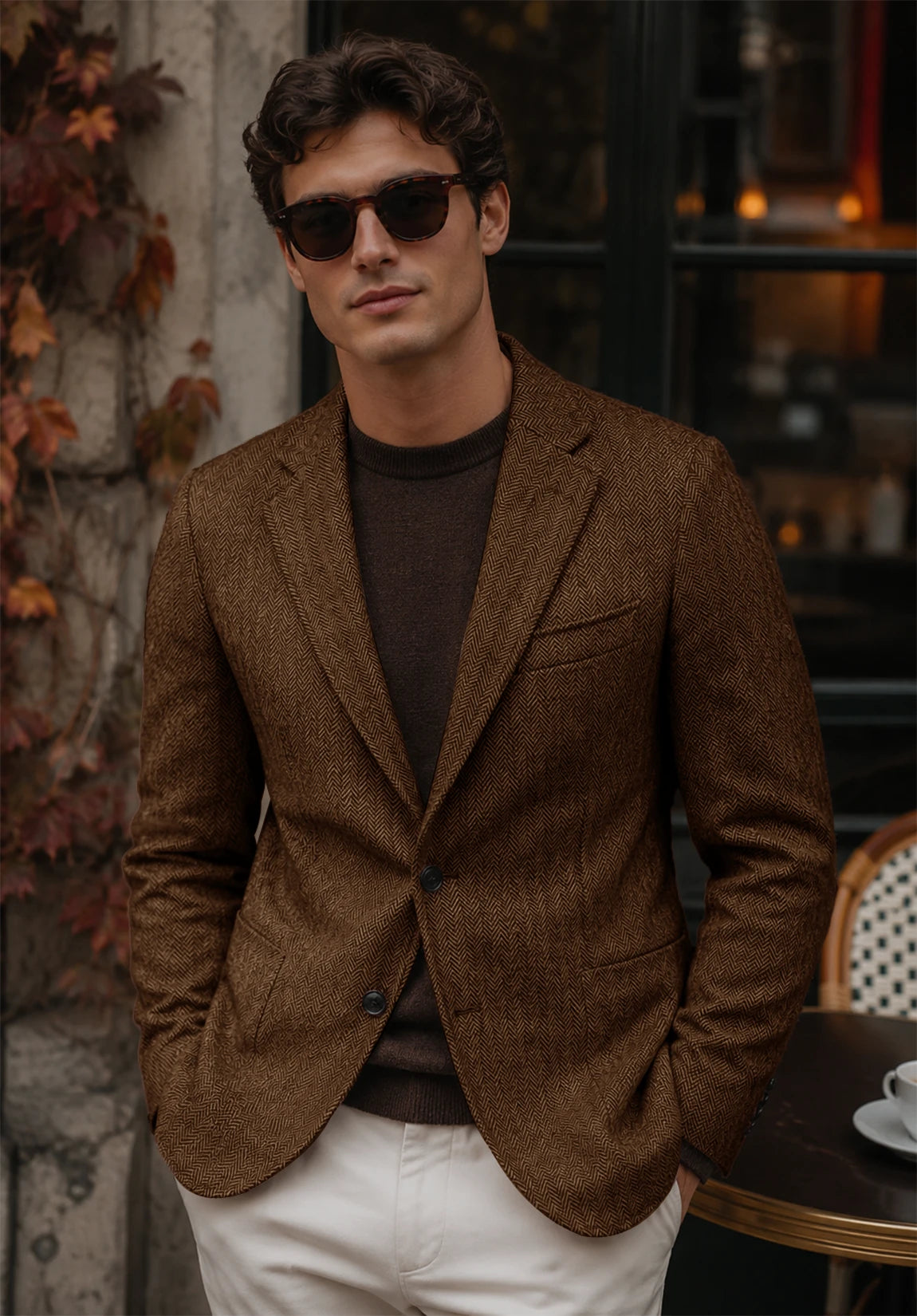 Men's brown herringbone jacket