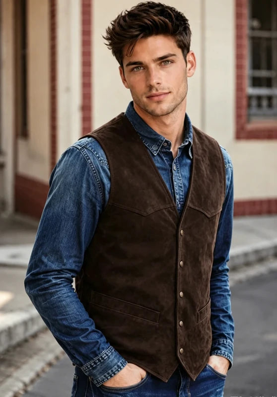 Men's brown suede vest 