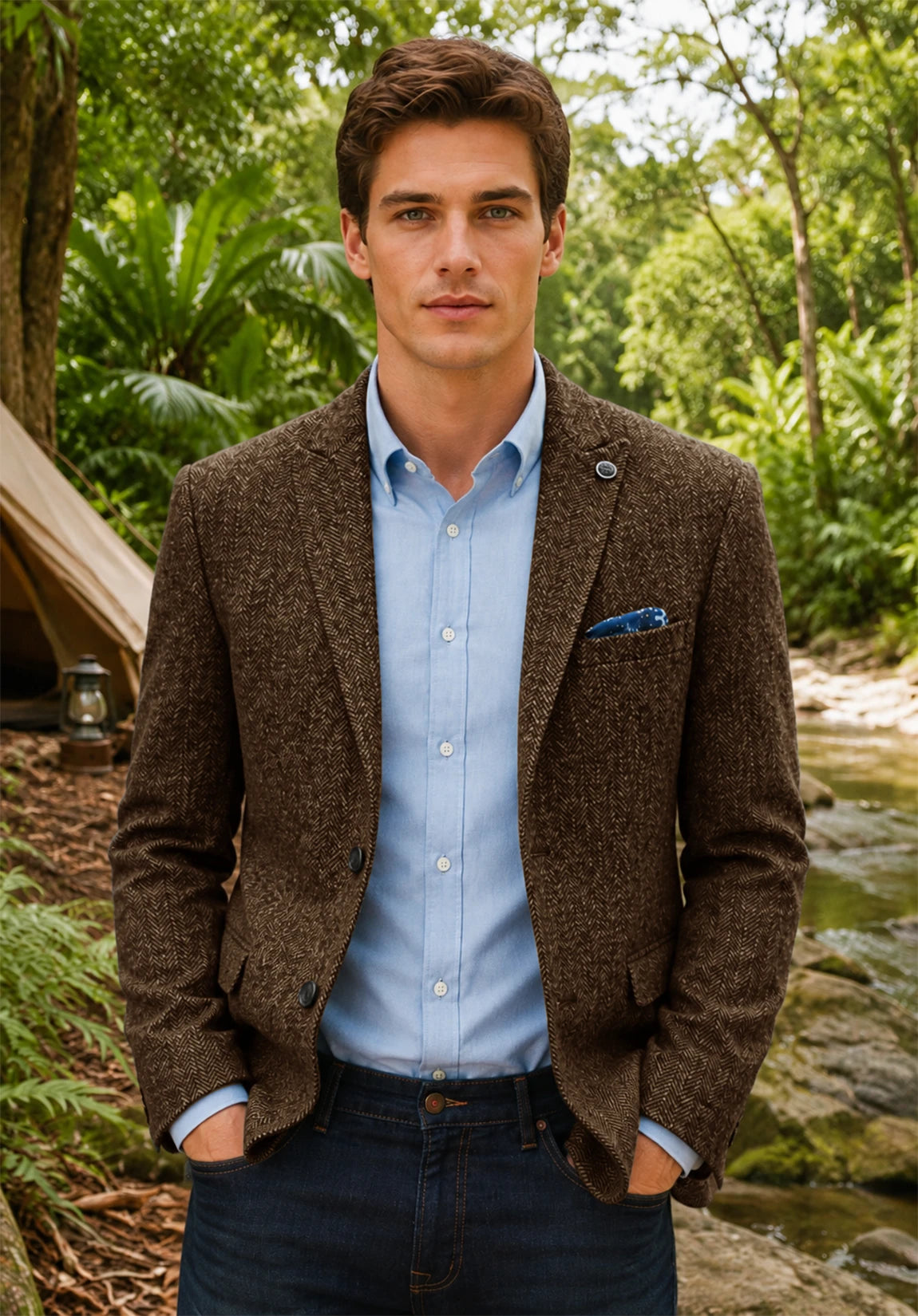 Men's brown herringbone jacket