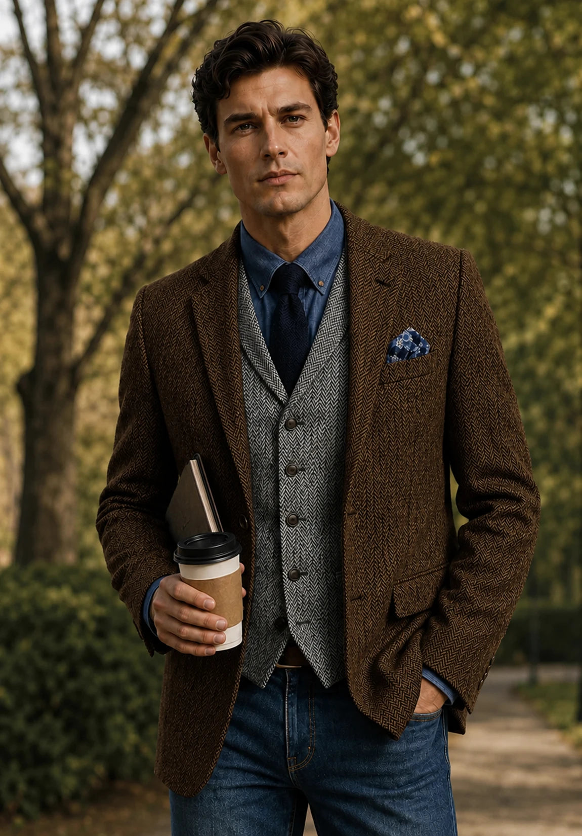 Men's brown herringbone jacket