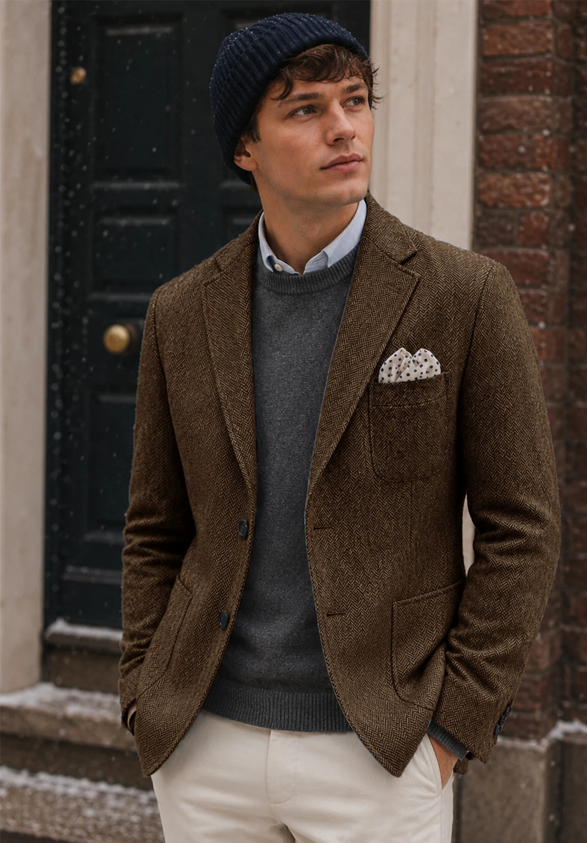 Men's brown herringbone jacket