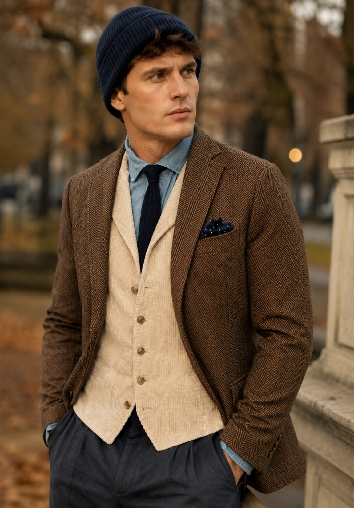 Men's brown herringbone jacket