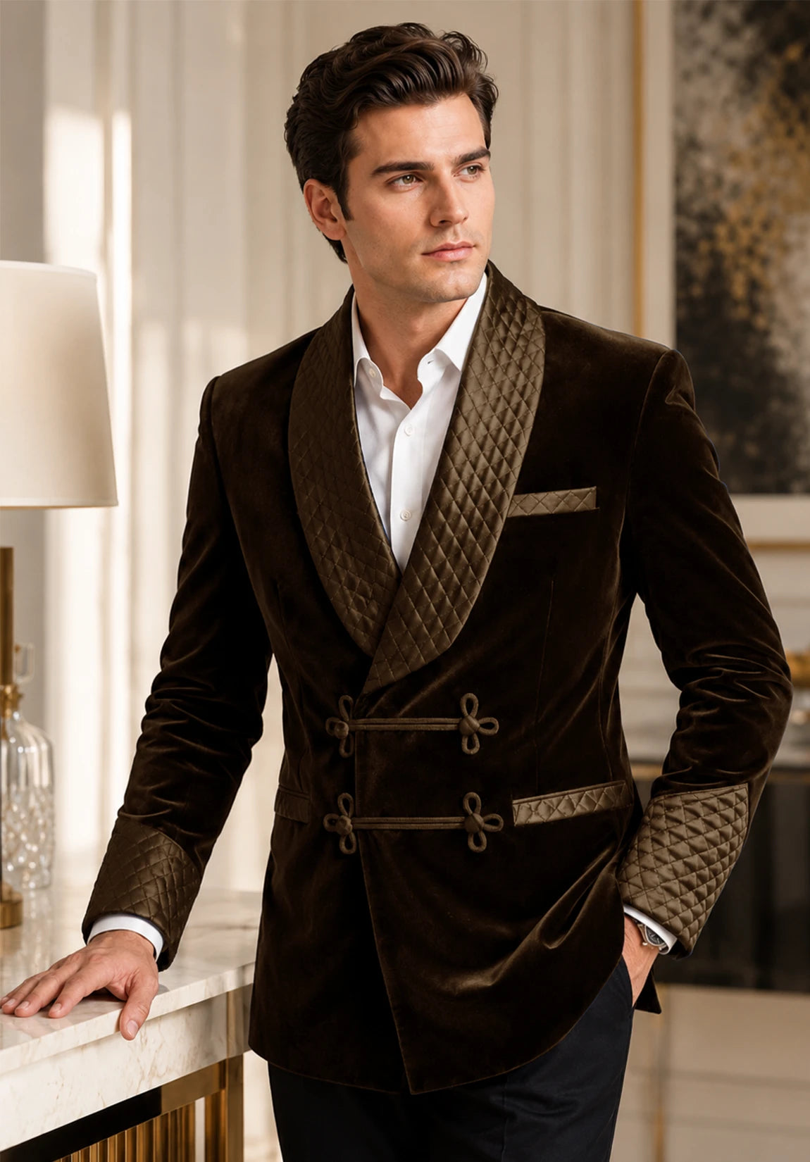Men's brown velvet jacket