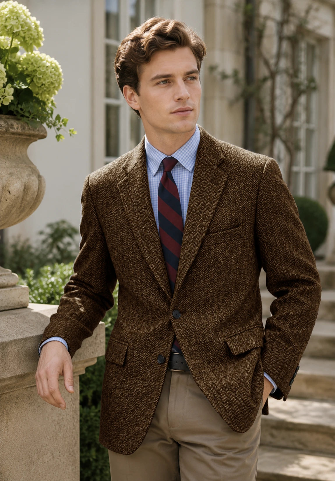 Men's brown herringbone jacket