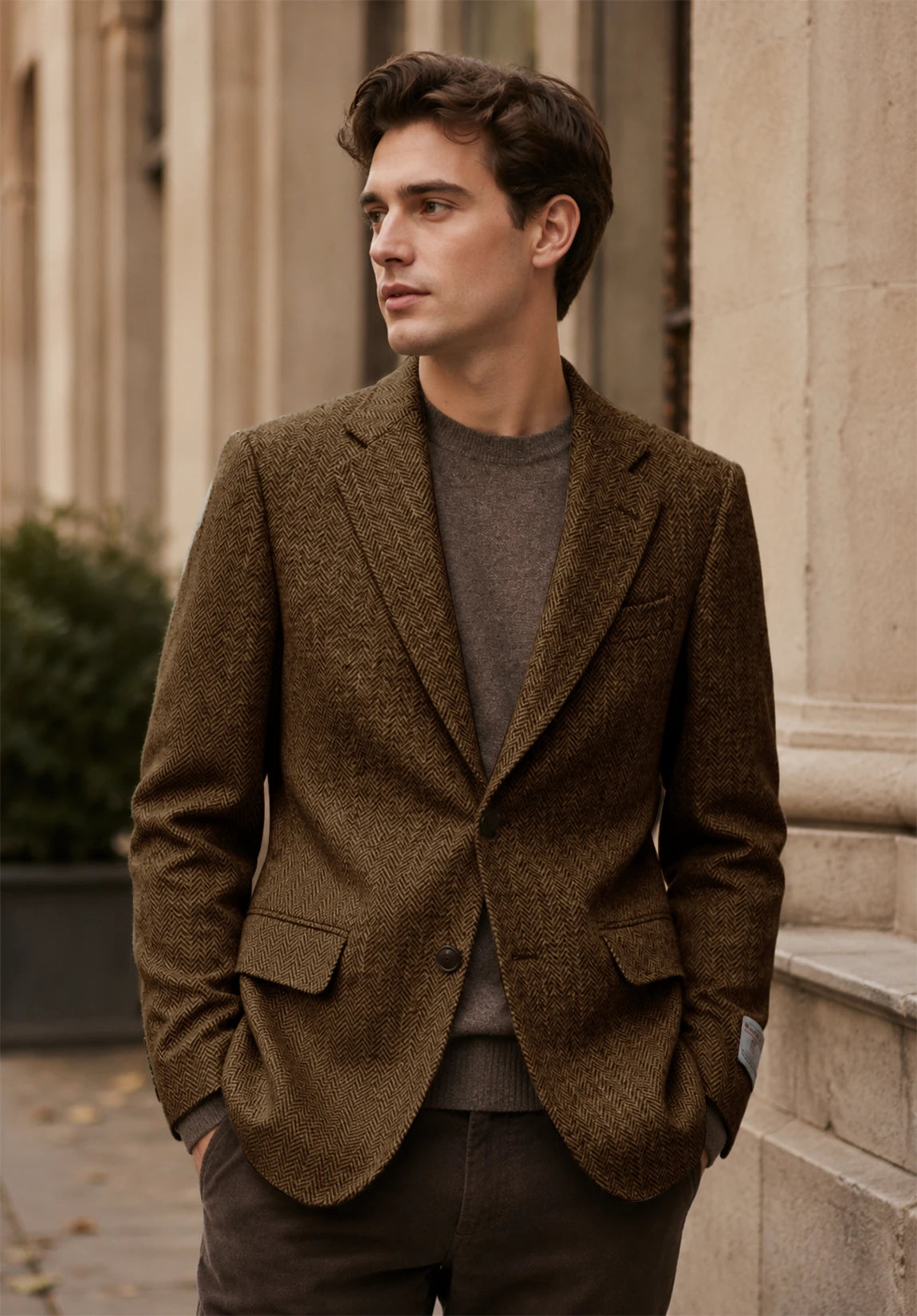 Men's brown herringbone jacket