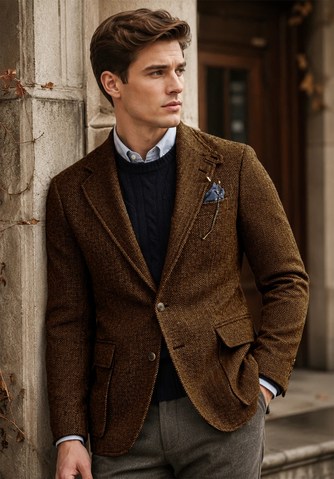 Men's brown herringbone jacket