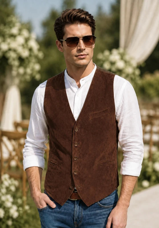 Men's brown suede vest 