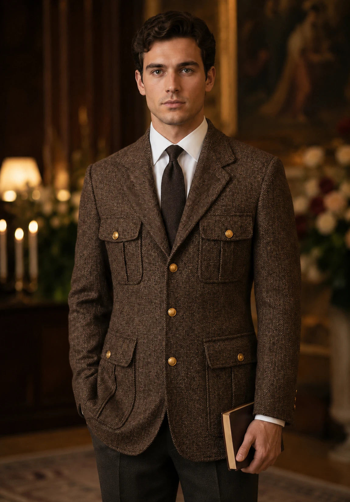 Men's brown herringbone jacket
